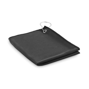 Branded RPET golf towel with hook clip