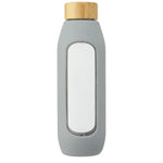 Branded Tidan 600 ml borosilicate glass bottle with silicone grip