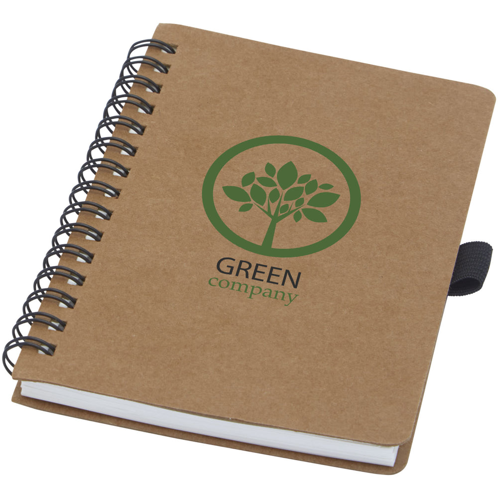 Branded Cobble A6 wire-o recycled cardboard notebook with stone paper