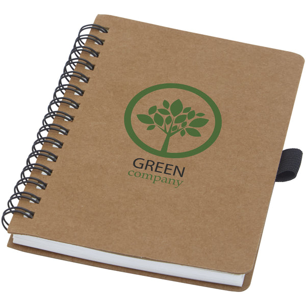 Branded Cobble A6 wire-o recycled cardboard notebook with stone paper