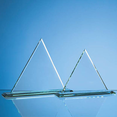 27cm x 27cm x 12mm Jade Glass Pyramid Award