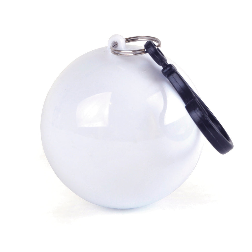 Branded White Poncho In Plastic Ball with Split Ring Keyring