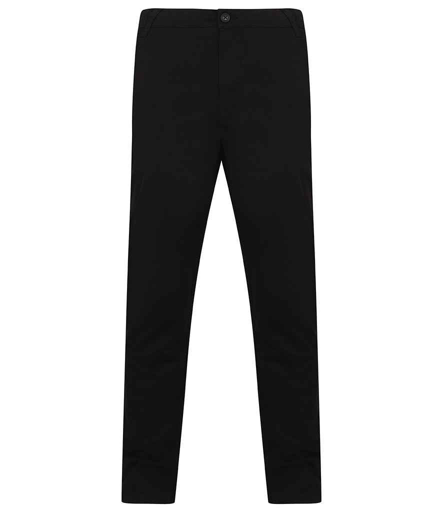 Henbury Stretch Flex Waistband Chino Trousers Black