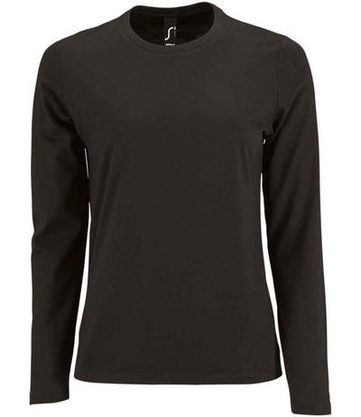 SOL'S Ladies Imperial Long Sleeve T-Shirt Deep Black