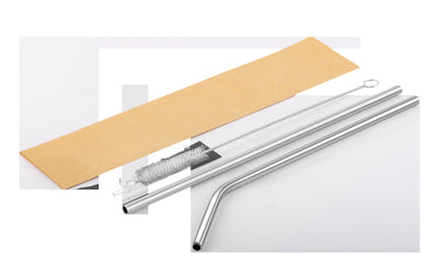 Branded Reusable Metal Straws Set in Paper Sleeve