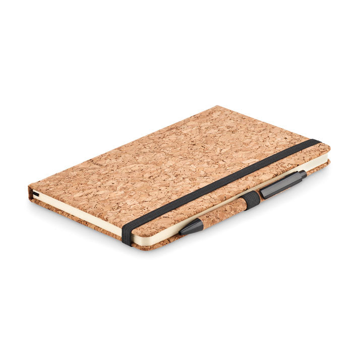 Branded A5 cork notebook with pen