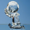 Branded 6cm Optical Crystal Globe on Mounted Hand Award