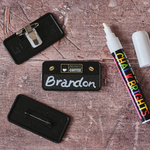 Always Recycled Chalkboard Name Badge – Low Window