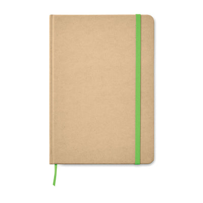 Branded A5 recycled notebook 80 lined with elastic strap