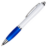 Curvy Ball Pen with white barrel and blue grip