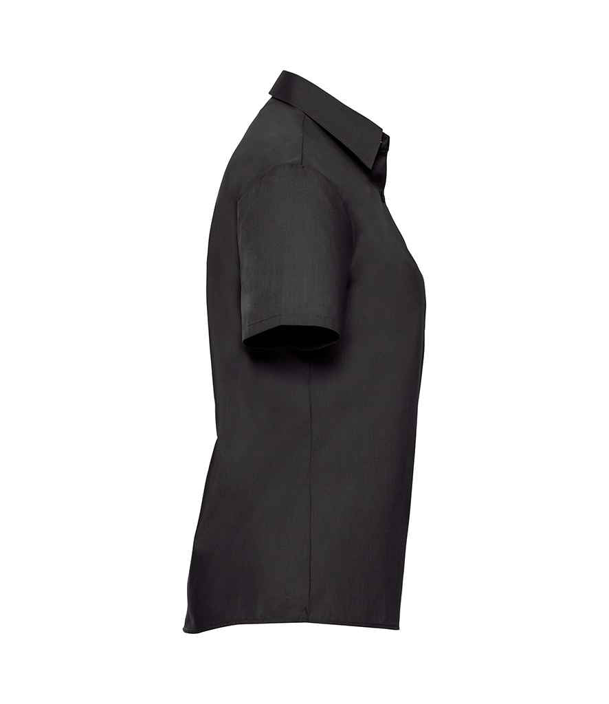 Russell Collection Ladies Short Sleeve Easy Care Poplin Shirt Black