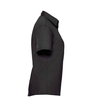 Russell Collection Ladies Short Sleeve Easy Care Poplin Shirt Black