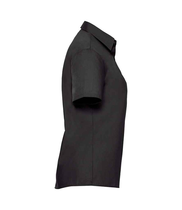 Russell Collection Ladies Short Sleeve Easy Care Poplin Shirt Black