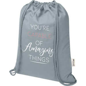 Express GRS Certified, Recycled Cotton Drawstring Bag