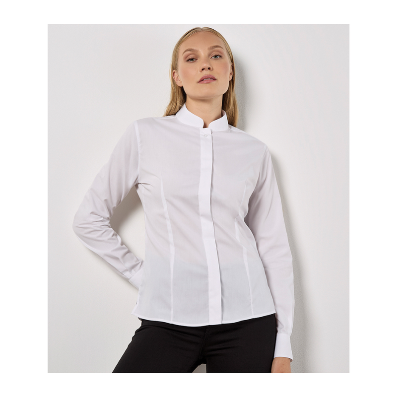 Kustom Kit Ladies Long Sleeve Tailored Mandarin Collar Shirt