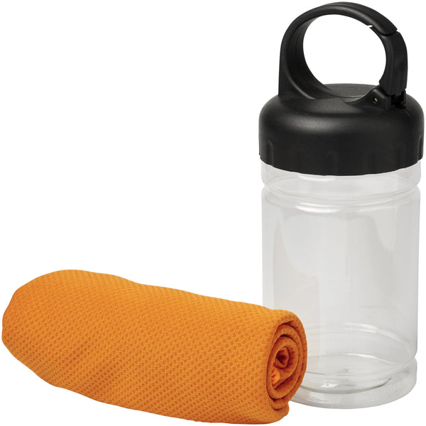 Branded Remy cooling towel in PET container