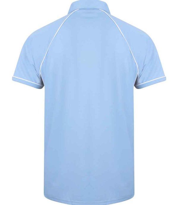 Finden + Hales Performance Piped Polo Shirt Sky Blue/Navy/White