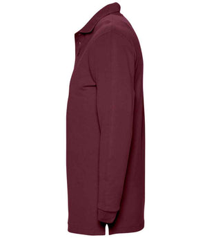 SOL'S Winter II Long Sleeve Cotton Piqué Polo Shirt Burgundy