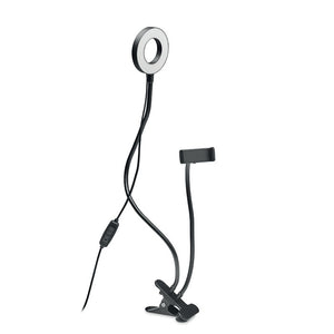 Portable selfie ring light with phone holder