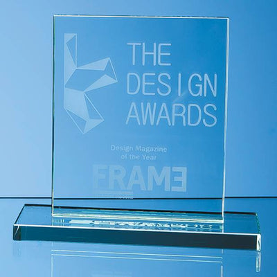 Branded 12cm x 9cm x 12mm Jade Glass Rectangle Award