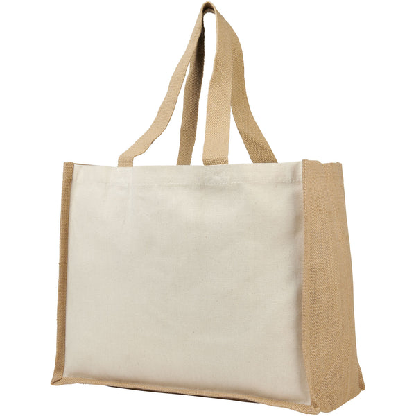 Varai 320 g/m² canvas and jute shopping tote bag 23L