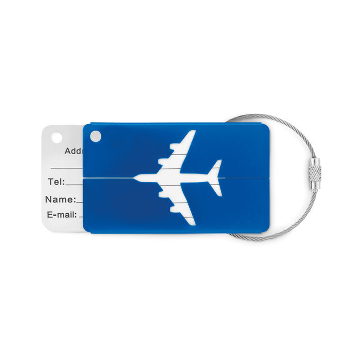 Branded Aluminium luggage tag with Plane cut-out