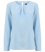 Henbury Ladies Pleat Front Long Sleeve Blouse