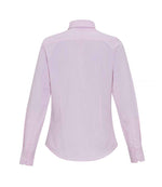 Premier Ladies Long Sleeve Striped Oxford Shirt White/Pink