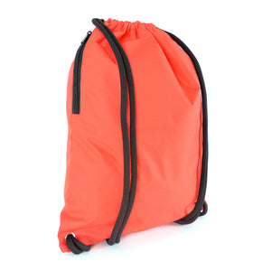 300D polyester drawstring bag with Thick cord and Side zip pocket