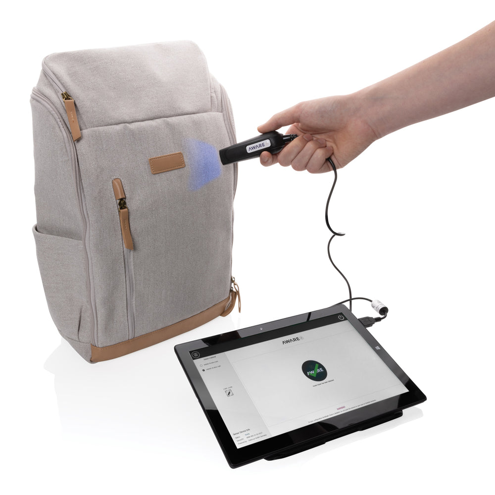 Branded Impact AWARE™ 16 oz. recycled canvas 15" laptop backpack