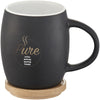 Branded Hearth 400 ml ceramic mug with wooden coaster/lid