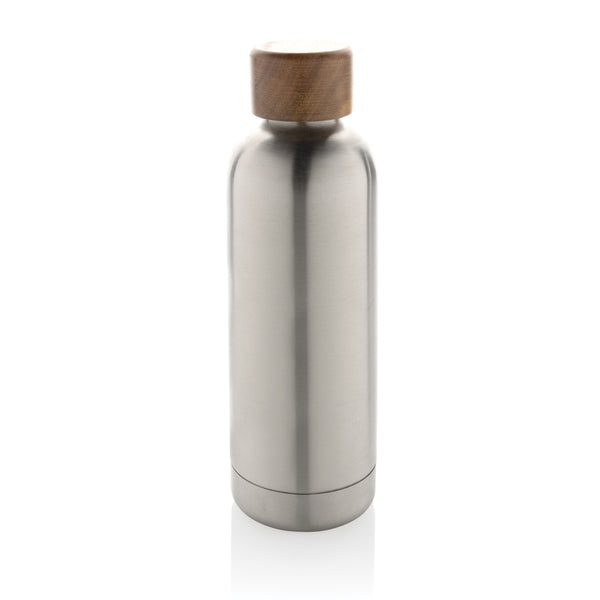 Branded Wood RCS certified recycled stainless steel vacuum bottle