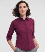 Russell Collection Ladies 3/4 Sleeve Easy Care Fitted Shirt