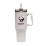 Everest WHITE Stainless Steel Mug with Straw and Handle - 1182ml