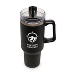 Everest BLACK Stainless Steel Mug with Straw and Handle - 1182ml
