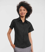 Russell Collection Ladies Short Sleeve Ultimate Non-Iron Shirt Black