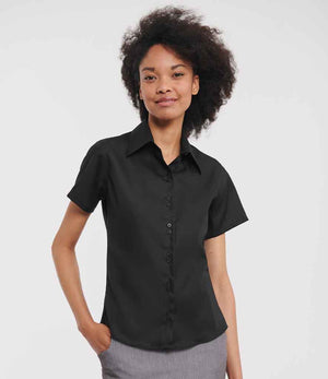 Russell Collection Ladies Short Sleeve Ultimate Non-Iron Shirt Black