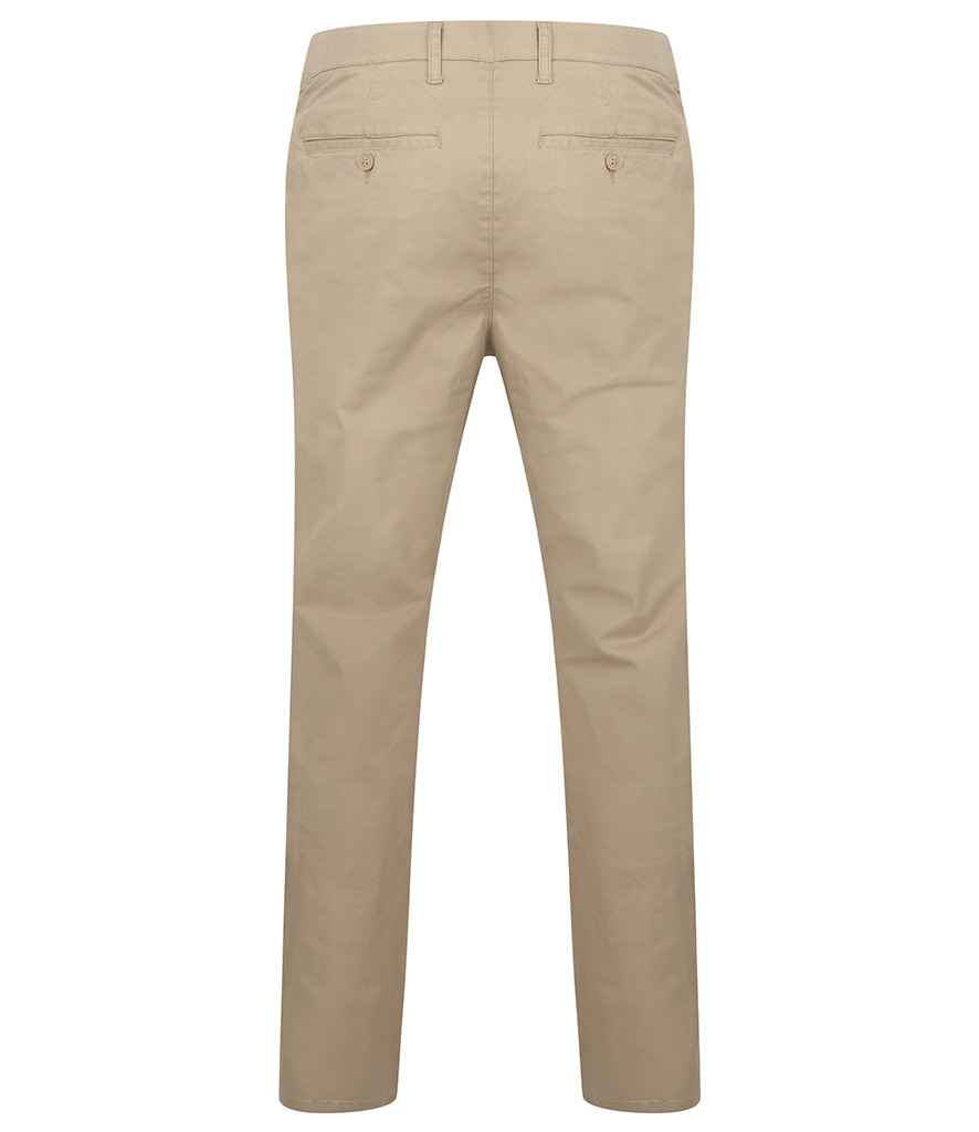 Henbury Stretch Flex Waistband Chino Trousers Stone