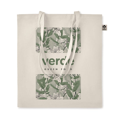 140 gr/m² Organic cotton shopping bag with Long Handles