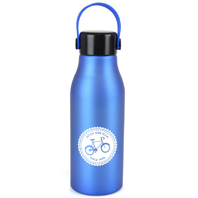 Dapto 680ml Aluminium Water Bottle with Matching Strap Blue