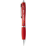 Nash ballpoint pen coloured barrel and grip in red with branding down the barrel