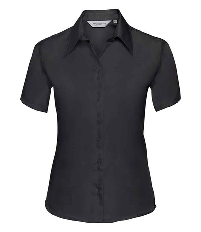 Russell Collection Ladies Short Sleeve Ultimate Non-Iron Shirt Black