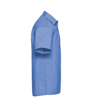 Russell Collection Short Sleeve Easy Care Poplin Shirt Corporate Blue