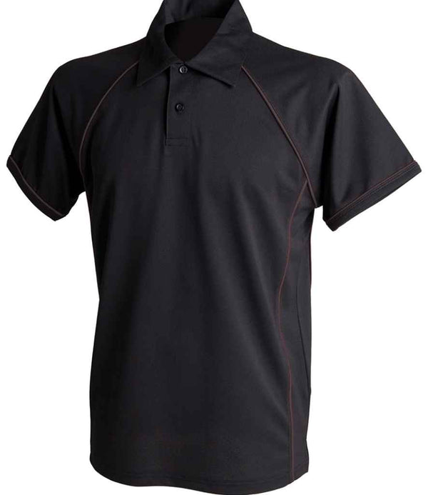 Finden + Hales Performance Piped Polo Shirt Black/Black