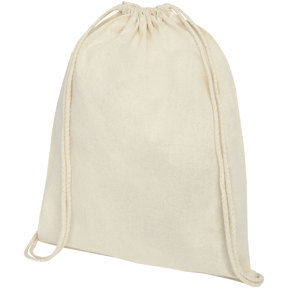 Branded Oregon 140 g/m² cotton drawstring backpack 5L
