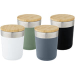 Branded Lagan 300 ml copper vacuum insulated stainless steel tumbler with bamboo lid