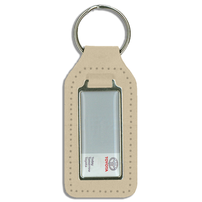 Branded Long Square Shaped Keyfob with Domed Medallion