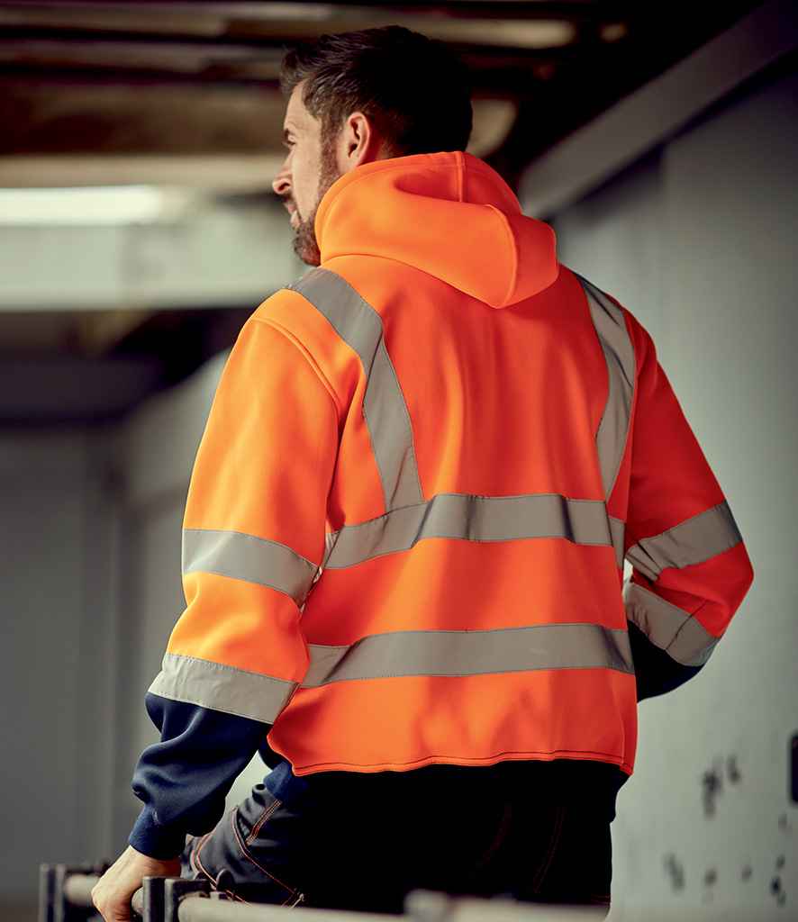 Yoko Hi-Vis Pull Over Hoodie Orange/Navy