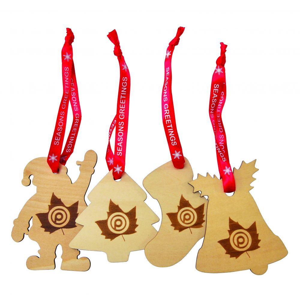 Branded Basswood Tree Decorations Presentation Set