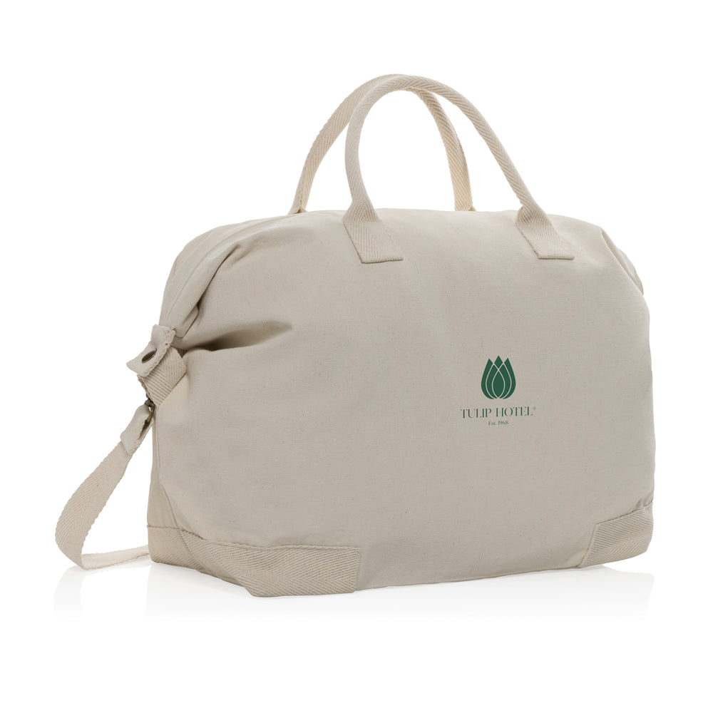 Branded Kezar AWARE™ 500 gsm recycled canvas deluxe weekend bag